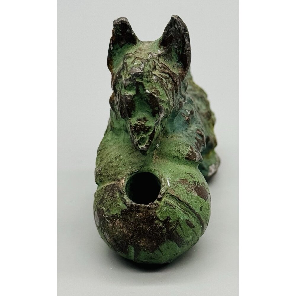 Vintage Fala Scottie‎ Dog Cast Metal Pencil Holder Scottish Terrier With Ball - Picture 3 of 7